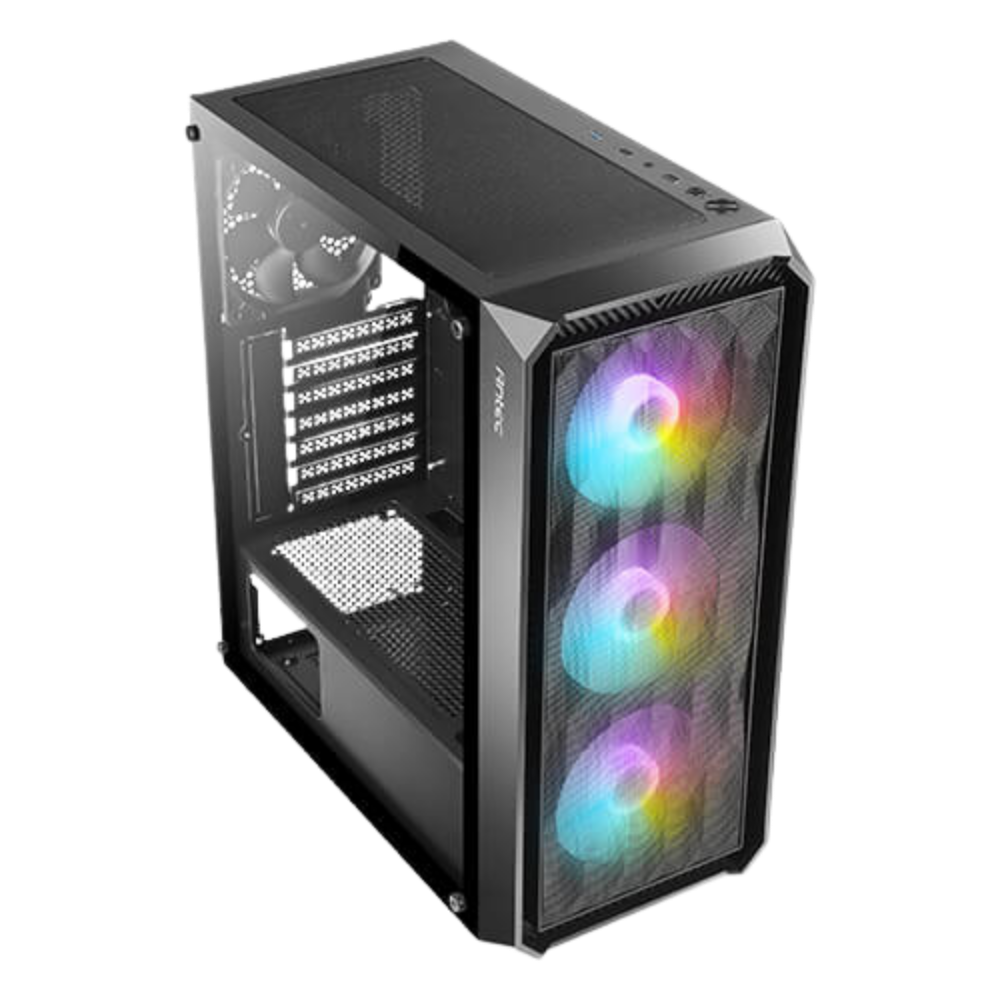 ANTEC NX292 MID TOWER CASE W/ TEMPERED GLASS SIDE PANEL, 4 RGB FANS (BLACK)