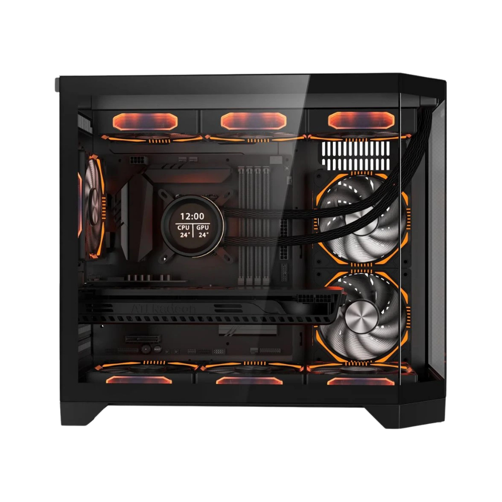 COOLMAN SPECTRA CASE M-ATX CASE W/ TEMPERED GLASS SIDE PANEL, LCD SCREEN