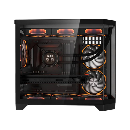 COOLMAN SPECTRA CASE M-ATX CASE W/ TEMPERED GLASS SIDE PANEL, LCD SCREEN