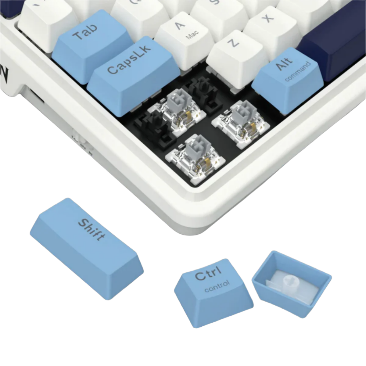 REDRAGON ANTONIUM PRO TKL RGB 87-KEY TRI-MODE MECHANICAL KEYBOARD (LINEAR SWITCH/SWAPPBL) WHITE BLUE