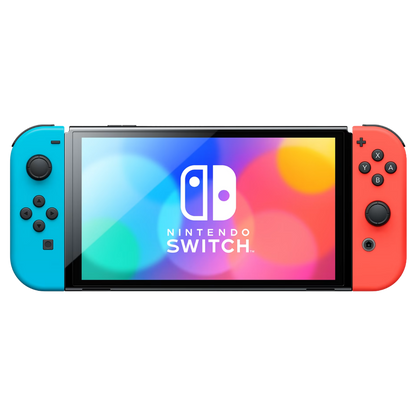 NINTENDO SWITCH OLED W/ NEON BLUE AND NEON RED JOYCON