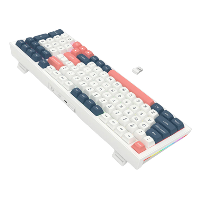 REDRAGON FLAMBERGE PRO RGB 98-KEY TRI-MODE MECHANICAL KEYBOARD (LINEAR SWITCH/SWAPPBL) WHITE BLUE RED