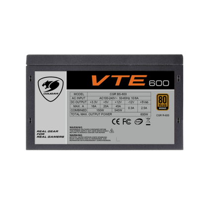 COUGAR VTE500 500W, 120MM FAN, ACTIVE PFC, 80-PLUS BRONZE