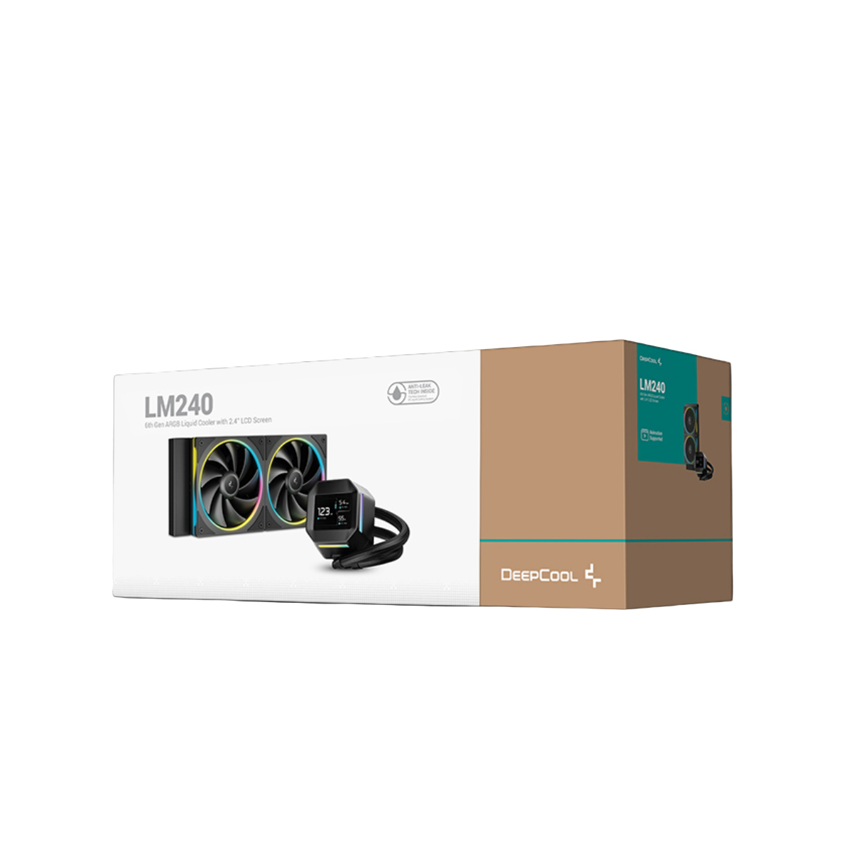 DEEPCOOL LM240 240MM AIO ARGB LIQUID CPU COOLER W/ 2.4" LCD SCREEN (BLACK)