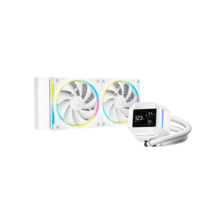 DEEPCOOL LM240 240MM AIO ARGB LIQUID CPU COOLER W/ 2.4" LCD SCREEN (WHITE)