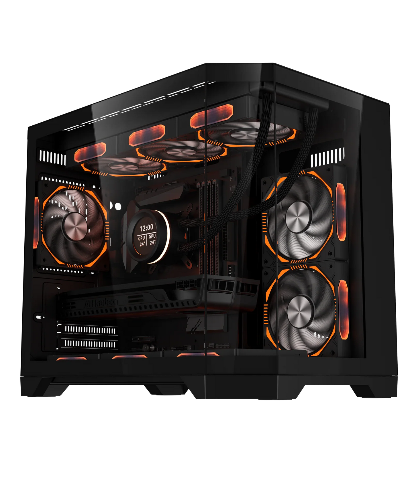 COOLMAN SPECTRA CASE M-ATX CASE W/ TEMPERED GLASS SIDE PANEL, LCD SCREEN