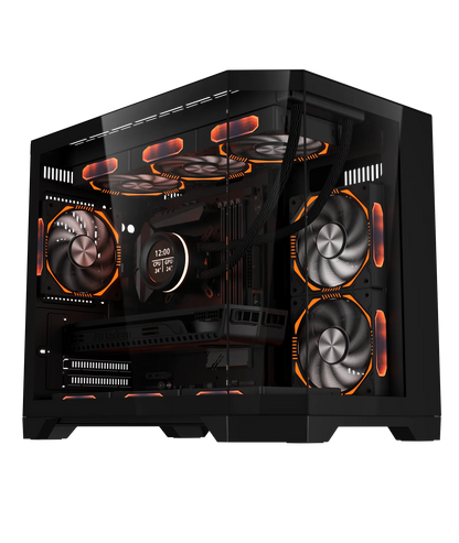 COOLMAN SPECTRA CASE M-ATX CASE W/ TEMPERED GLASS SIDE PANEL, LCD SCREEN