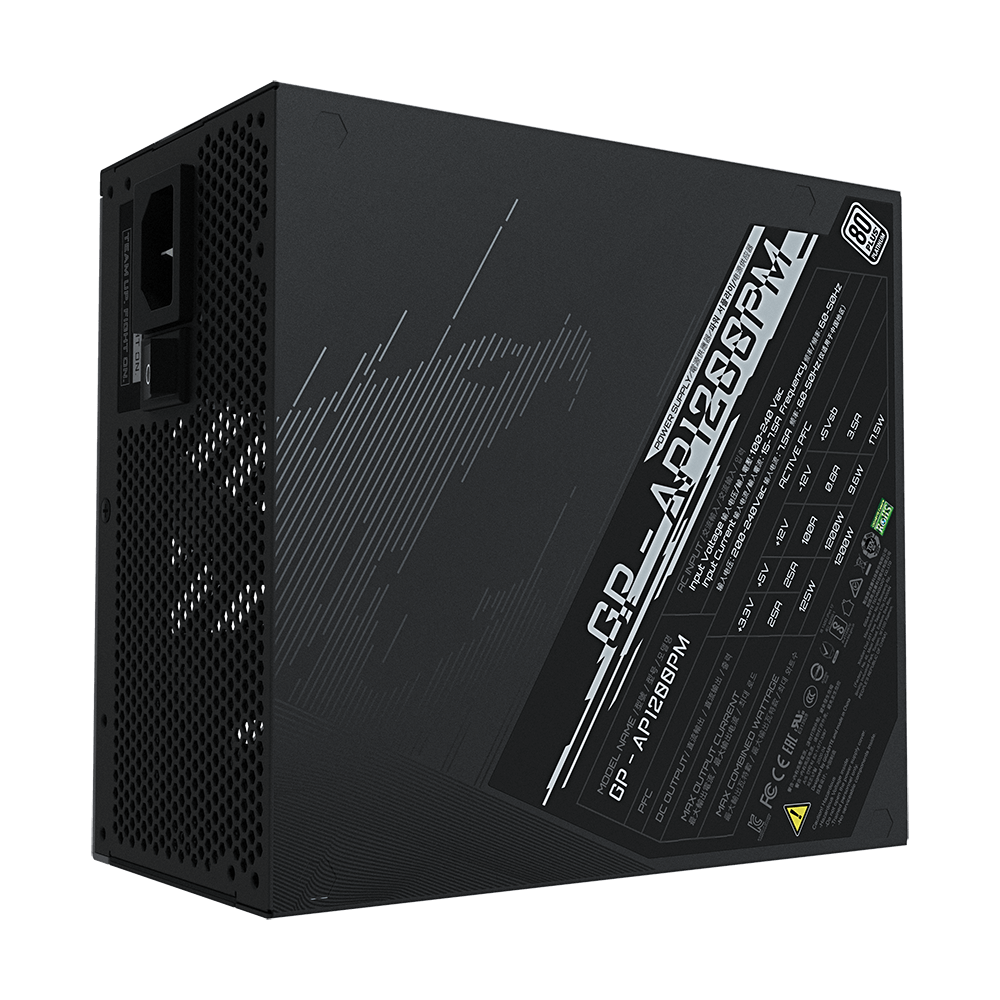GIGABYTE AORUS P1200W 1X140MM FAN, 16SATA, 10PCIE, ACTIVE PFC, MODULAR, 80PLUS-PLATINUM
