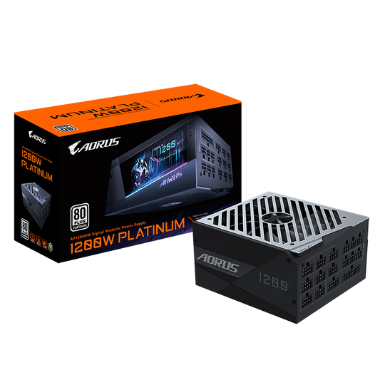 GIGABYTE AORUS P1200W 1X140MM FAN, 16SATA, 10PCIE, ACTIVE PFC, MODULAR, 80PLUS-PLATINUM