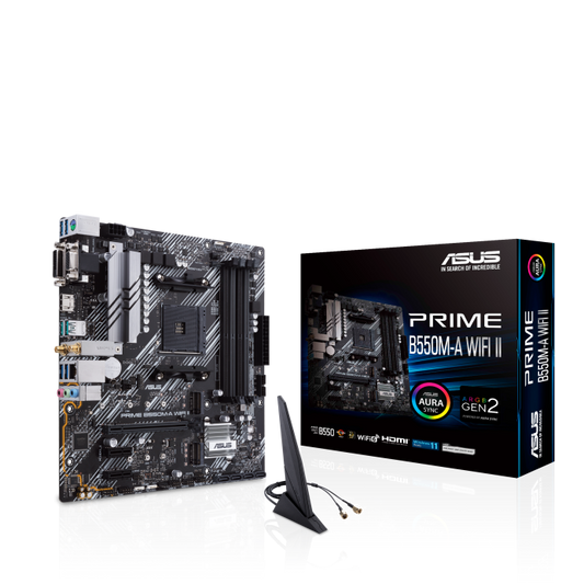 ASUS PRIME B550M-A (WIFI) II 4DDR4 2XM.2 MOTHERBOARD (HDMI, DVI, DB15) WIFI+BT - PC Quickbuys