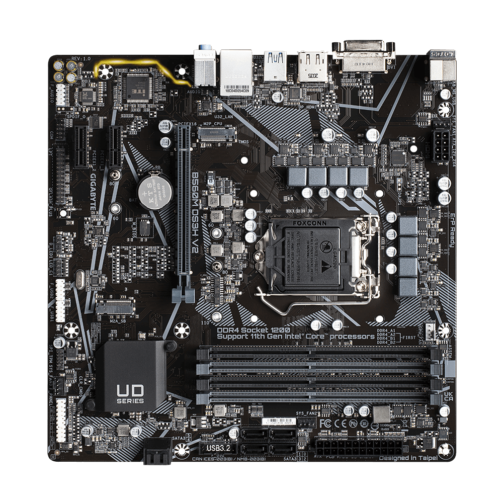 GIGABYTE B560M-DS3H V2 4DDR4 2XM.2 MOTHERBOARD (DVI, HDMI, DP)