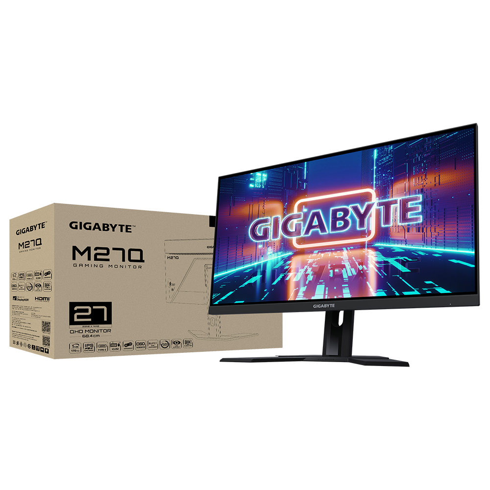 GIGABYTE M27Q 27" QHD LED IPS KVM GAMING MONITOR 0.5MS 170HZ (2XHDMI, DP, USB-C)