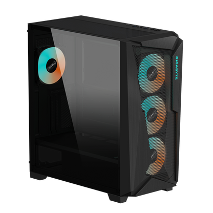 GIGABYTE C301G V2 MID TOWER CASE W/ TEMPERED GLASS, 4 ARGB FANS (BLACK)