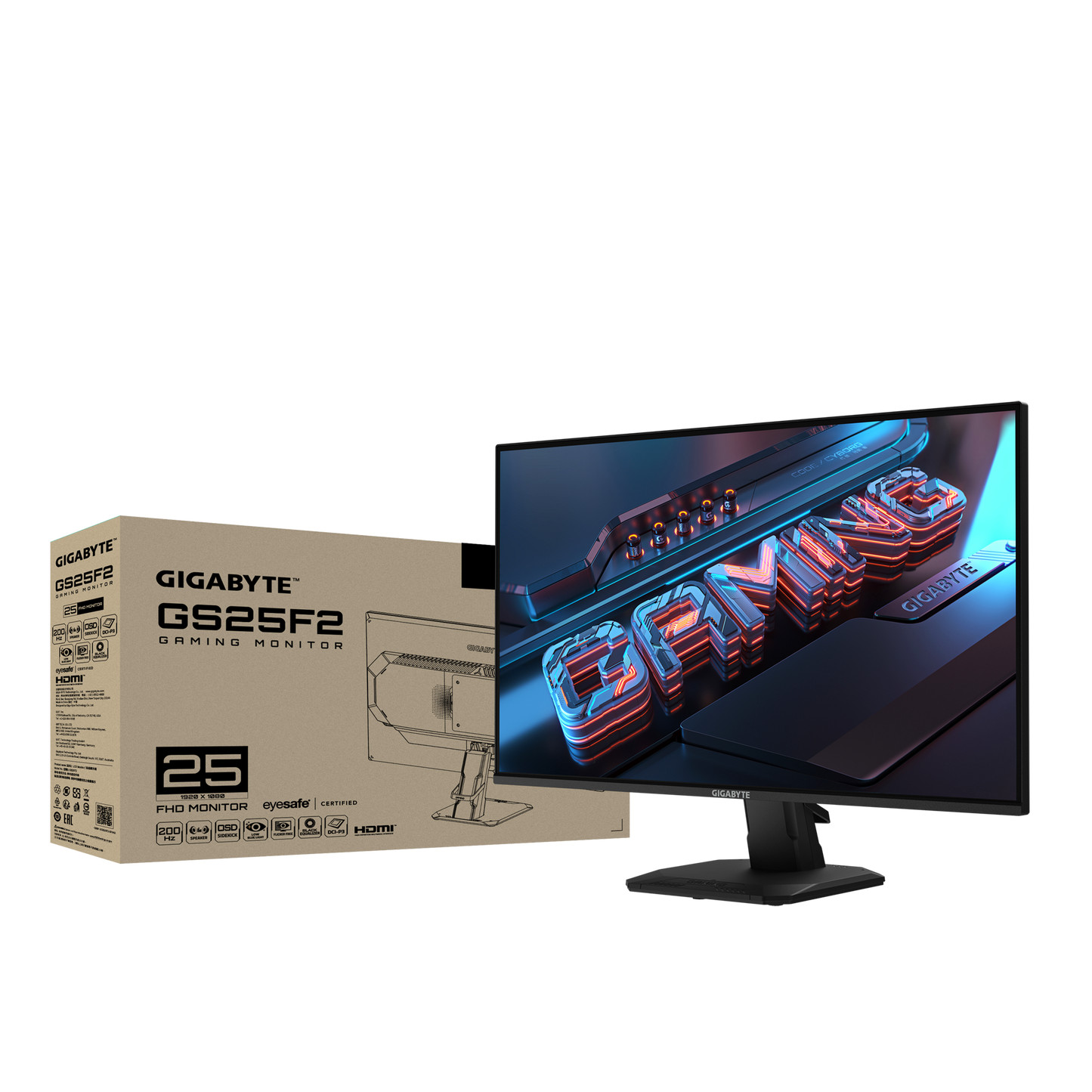 GIGABYTE GS25F2 24.5" FHD IPS GAMING MONITOR 1MS 200HZ (2XHDMI, DP)