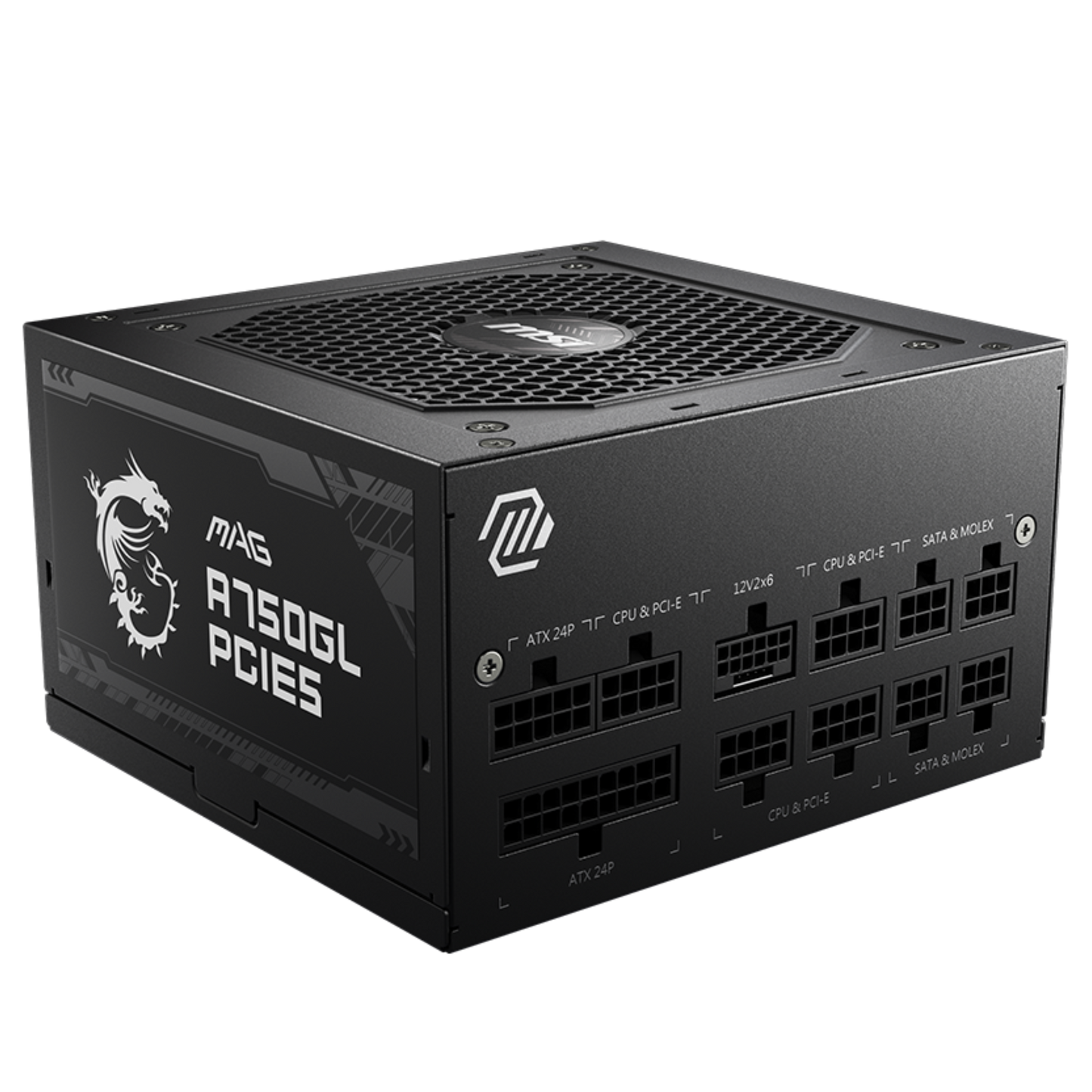 MSI MAG A750GL PCIE5 750W 1X120MM FAN, 8SATA, 6PIN PCIE, ACTIVE PFC, 80PLUS GOLD