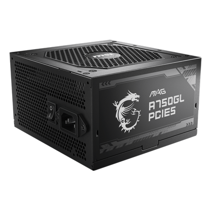 MSI MAG A750GL PCIE5 750W 1X120MM FAN, 8SATA, 6PIN PCIE, ACTIVE PFC, 80PLUS GOLD