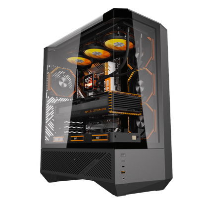 DARKFLASH DY460 ATX CASE W/ TEMPERED GLASS PANEL DUAL CHAMBER (BLACK)