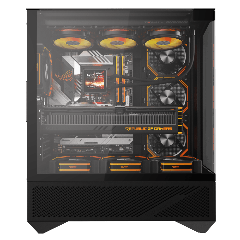DARKFLASH DY460 ATX CASE W/ TEMPERED GLASS PANEL DUAL CHAMBER (BLACK)