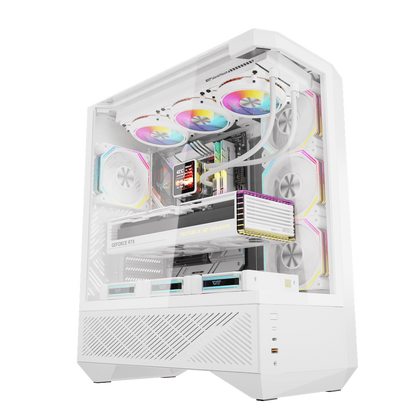 DARKFLASH DY460 ATX CASE W/ TEMPERED GLASS PANEL DUAL CHAMBER (WHITE)