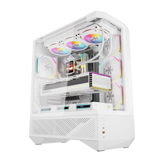 DARKFLASH DY460 ATX CASE W/ TEMPERED GLASS PANEL DUAL CHAMBER (WHITE)