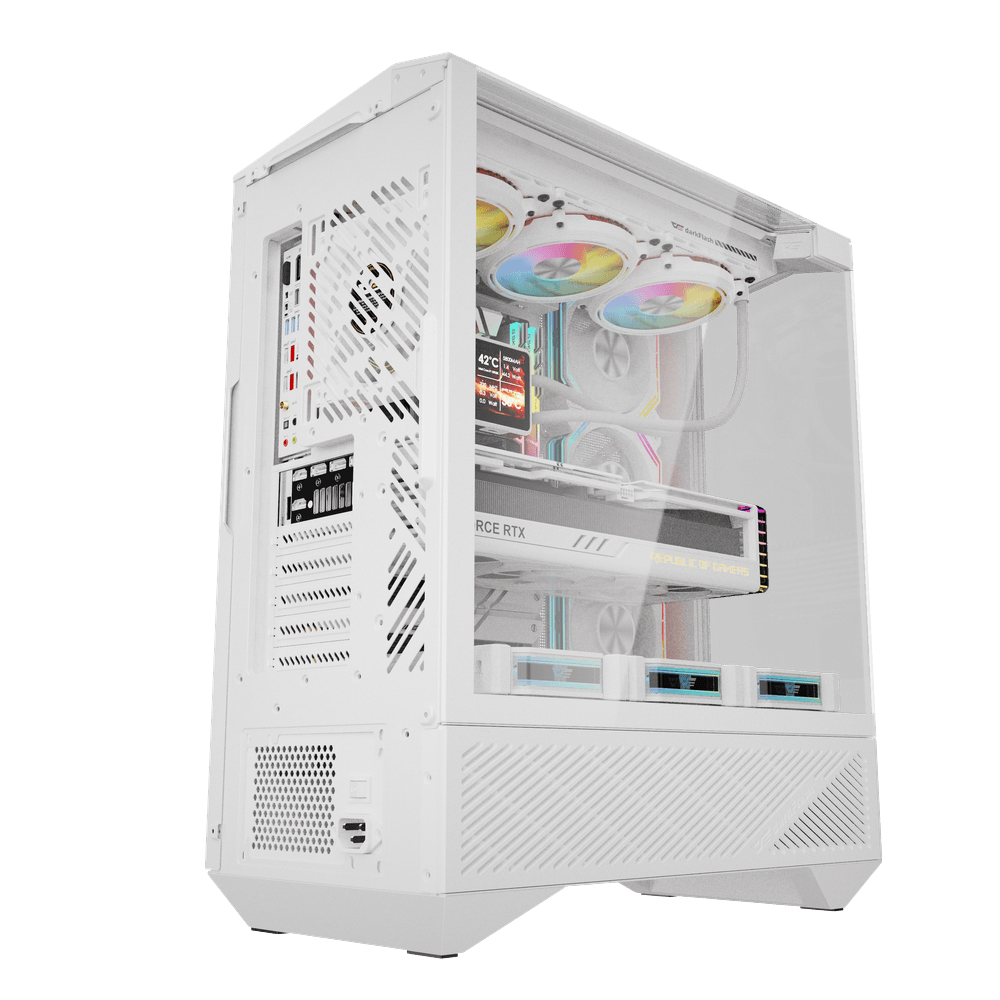 DARKFLASH DY460 ATX CASE W/ TEMPERED GLASS PANEL DUAL CHAMBER (WHITE)