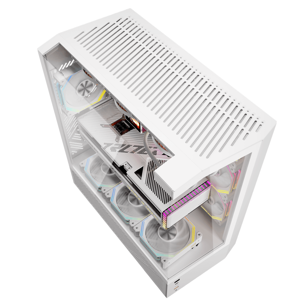 DARKFLASH DY460 ATX CASE W/ TEMPERED GLASS PANEL DUAL CHAMBER (WHITE)