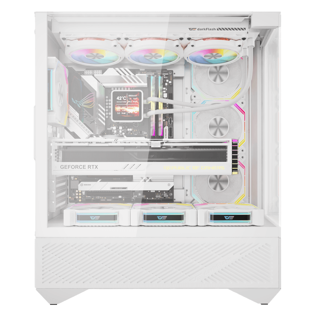 DARKFLASH DY460 ATX CASE W/ TEMPERED GLASS PANEL DUAL CHAMBER (WHITE)