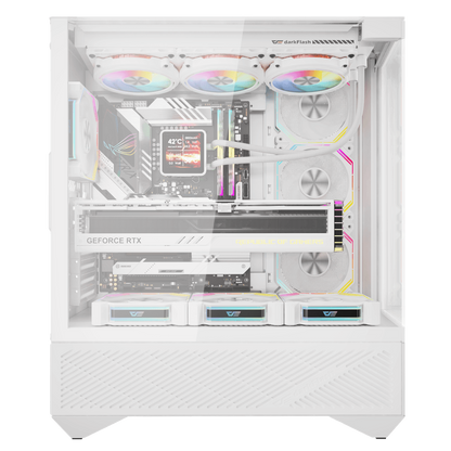 DARKFLASH DY460 ATX CASE W/ TEMPERED GLASS PANEL DUAL CHAMBER (WHITE)