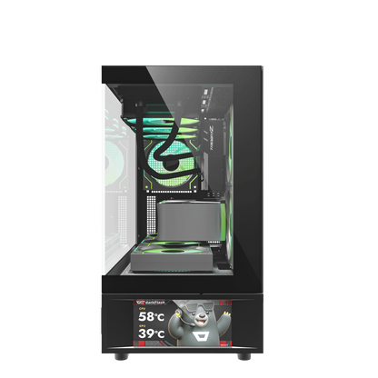 DARKFLASH DS950MV M-ATX CASE W/ TEMPERED GLASS PANORAMIC SIDE, 6" IPS DISPLAY (BLACK)