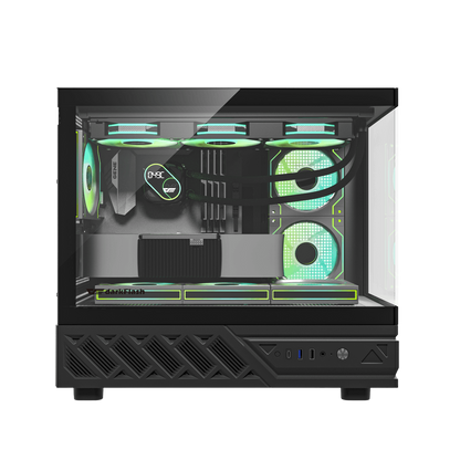 DARKFLASH DS950MV M-ATX CASE W/ TEMPERED GLASS PANORAMIC SIDE, 6" IPS DISPLAY (BLACK)