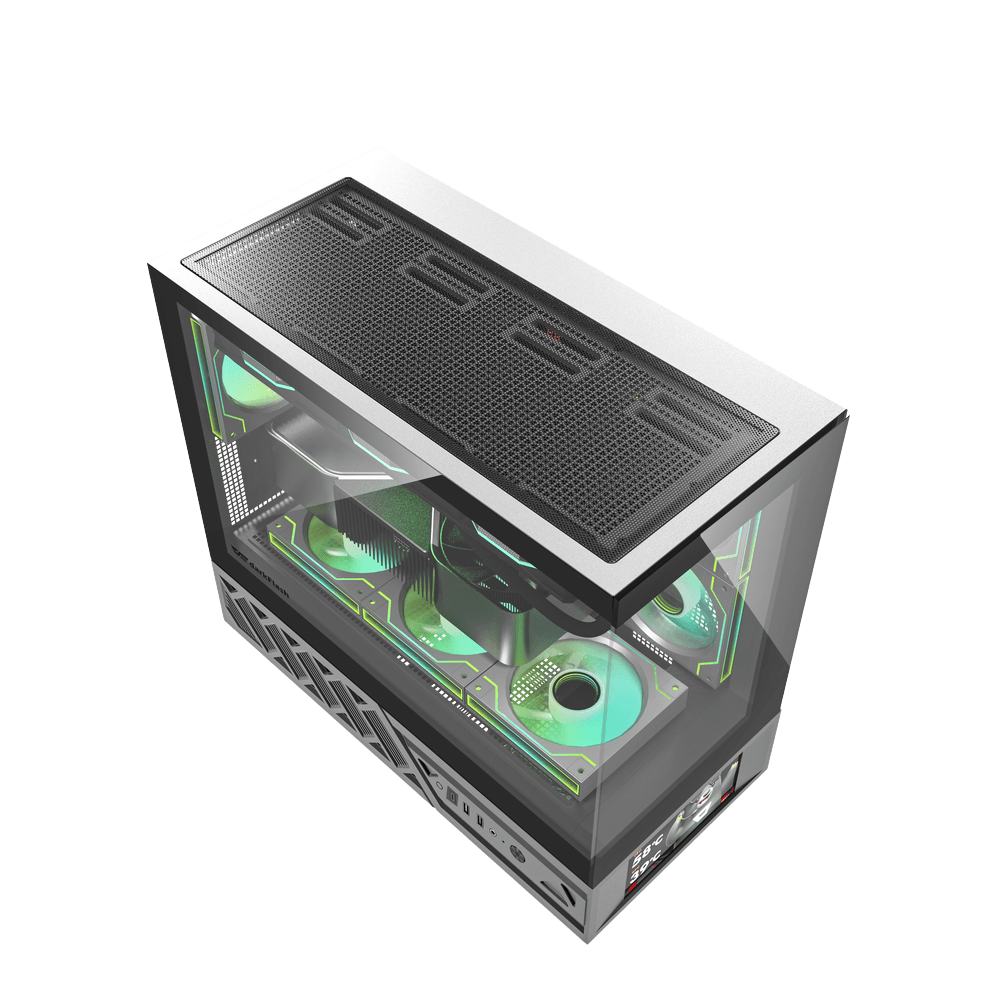 DARKFLASH DS950MV M-ATX CASE W/ TEMPERED GLASS PANORAMIC SIDE, 6" IPS DISPLAY (BLACK)