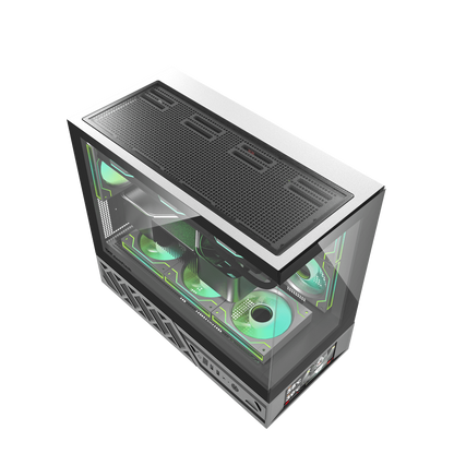 DARKFLASH DS950MV M-ATX CASE W/ TEMPERED GLASS PANORAMIC SIDE, 6" IPS DISPLAY (BLACK)