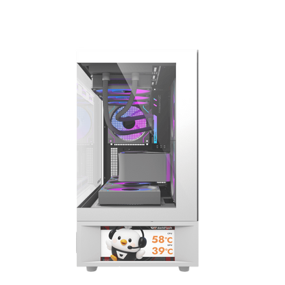 DARKFLASH DS950MV M-ATX CASE W/ TEMPERED GLASS PANORAMIC SIDE, 6" IPS DISPLAY (WHITE)