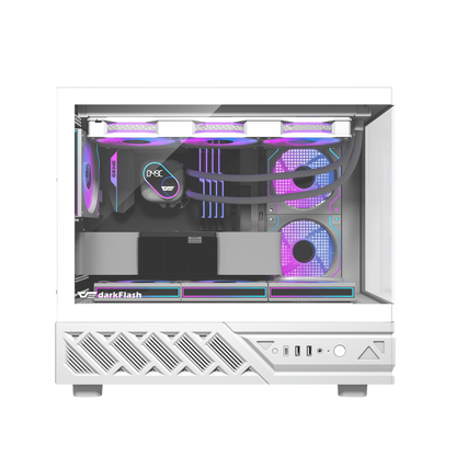 DARKFLASH DS950MV M-ATX CASE W/ TEMPERED GLASS PANORAMIC SIDE, 6" IPS DISPLAY (WHITE)