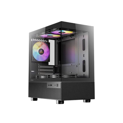 ANTEC CX200M RGB ELITE MINI TOWER CASE W/ TEMPERED GLASS FRONT/SIDE PANEL, 3 ARGB FANS