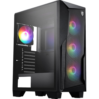 MSI MAG FORGE 130A AIRFLOW MID TOWER CASE W/ TEMPERED GLASS 4 ARGB FANS (BLACK)