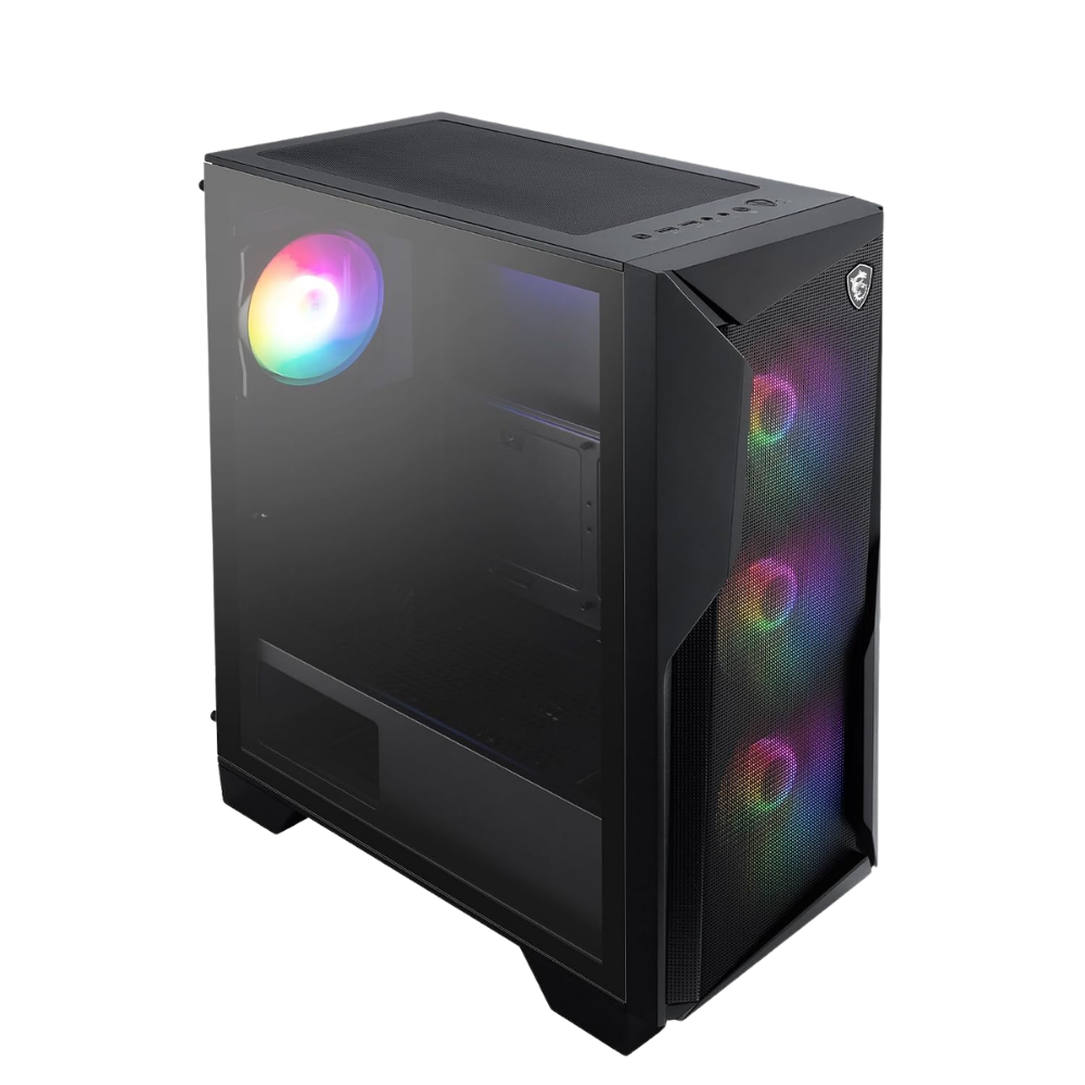 MSI MAG FORGE 130A AIRFLOW MID TOWER CASE W/ TEMPERED GLASS 4 ARGB FANS (BLACK)