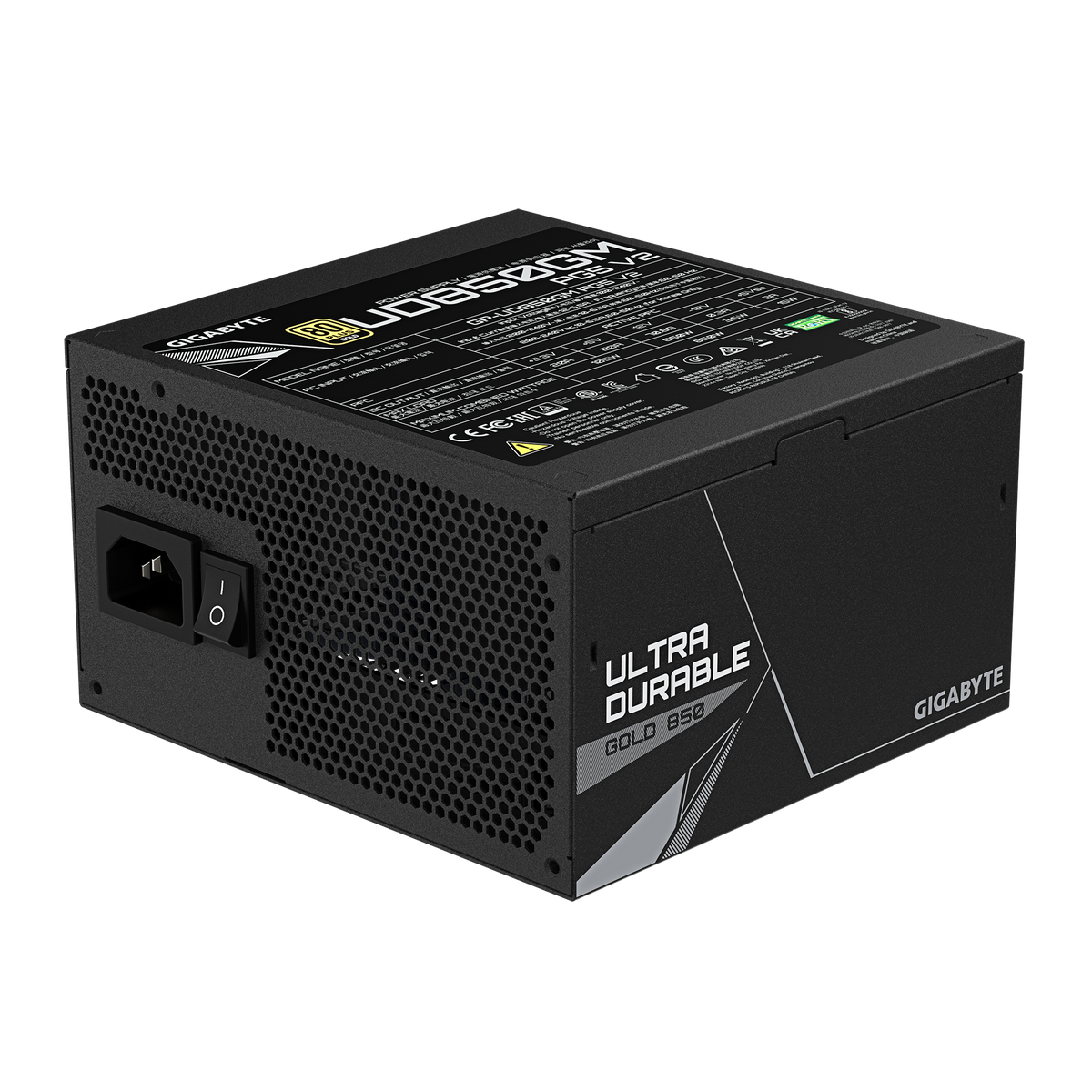 GIGABYTE UD850GM PG5 V2 PCIE5 850W 1X120MM FAN, 8SATA, 5PCIE, ACTIVE PFC, MODULAR, 80-PLUS GOLD