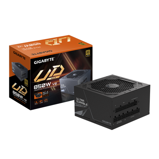 GIGABYTE UD850GM PG5 V2 PCIE5 850W 1X120MM FAN, 8SATA, 5PCIE, ACTIVE PFC, MODULAR, 80-PLUS GOLD