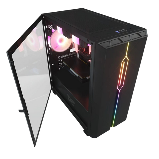 DARKFLASH DLM23 ATX CASE W/ MAGNETIC HINGED DOOR OPENING TEMPERED GLASS WINDOW (BLACK)