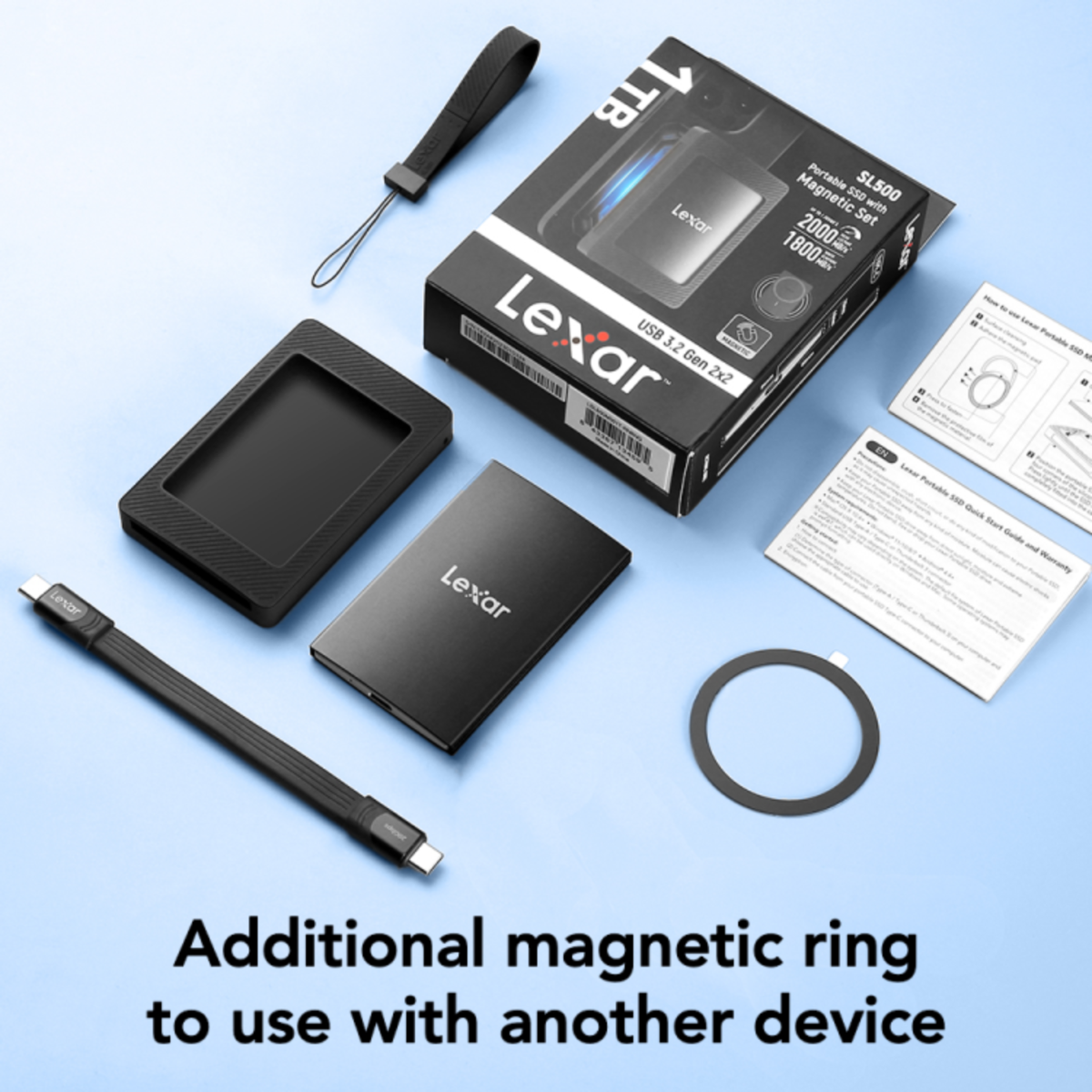 LEXAR 2TB SL500 PORTABLE MAGNETIC SSD USB3.2 TYPE-C BLACK