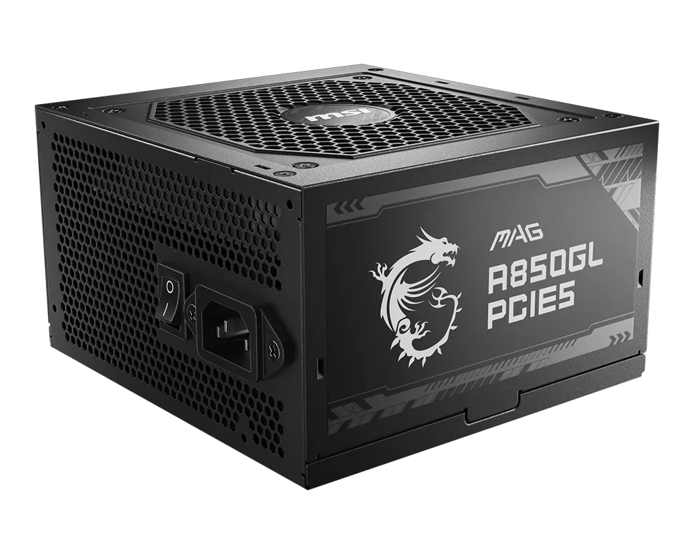 MSI MAG A850GL PCIE5 850W 1X120MM FAN, 8SATA, 6PIN PCIE, ACTIVE PFC, 80PLUS GOLD