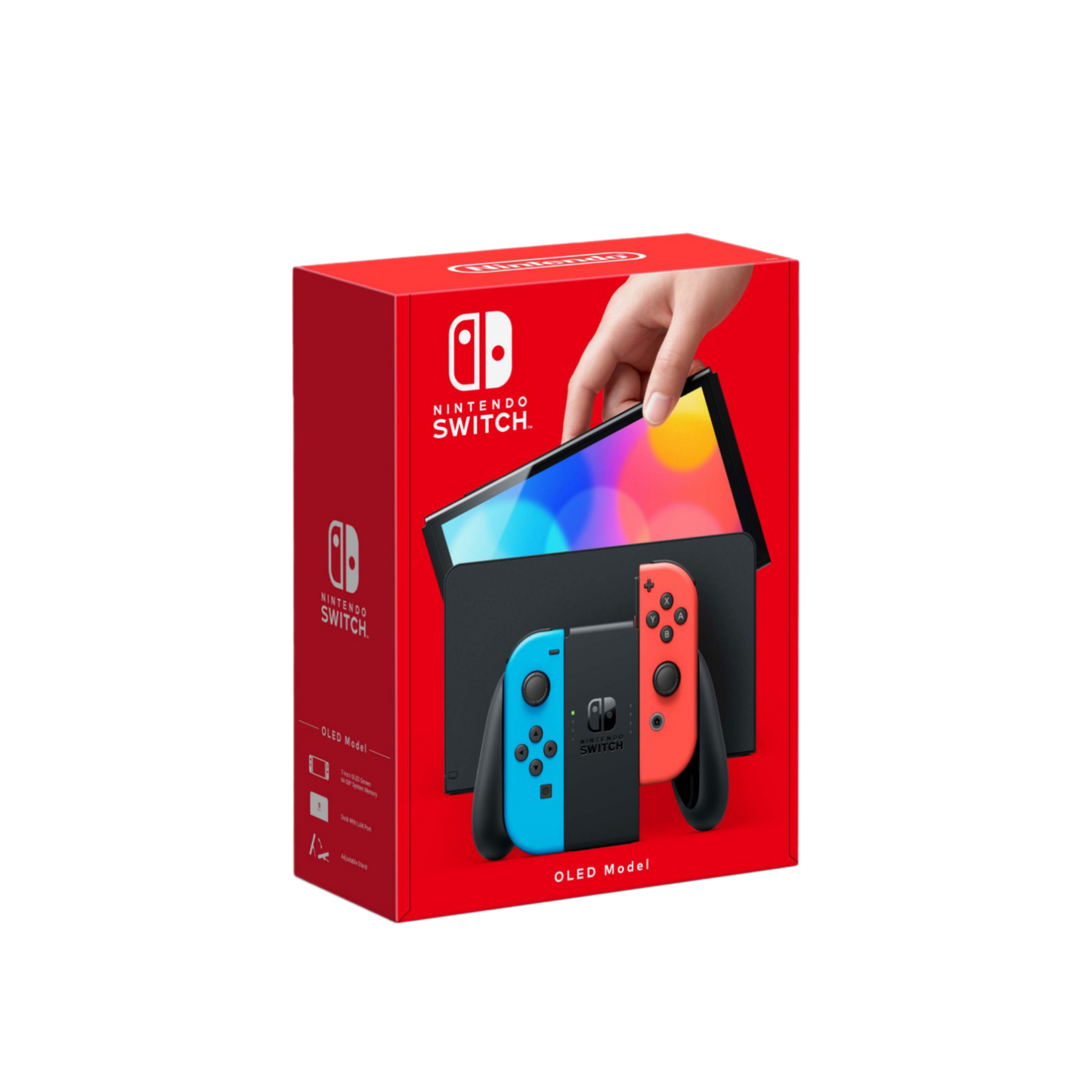 NINTENDO SWITCH OLED W/ NEON BLUE AND NEON RED JOYCON