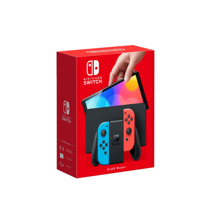 NINTENDO SWITCH OLED W/ NEON BLUE AND NEON RED JOYCON